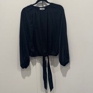 One Fine Day Black Top with Tie-Front Hem